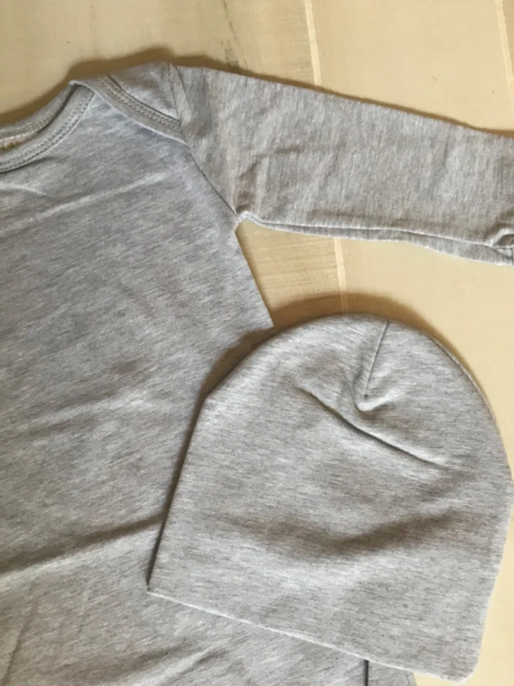 Newborn blank Gown and Hat set by Posh Baby Blooms in Heather gray.